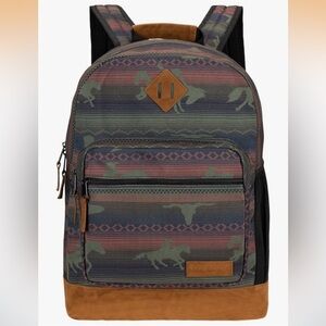 Wrangler Yellowstone Sturdy Backpack Travel Water Resistant Horse Western Design